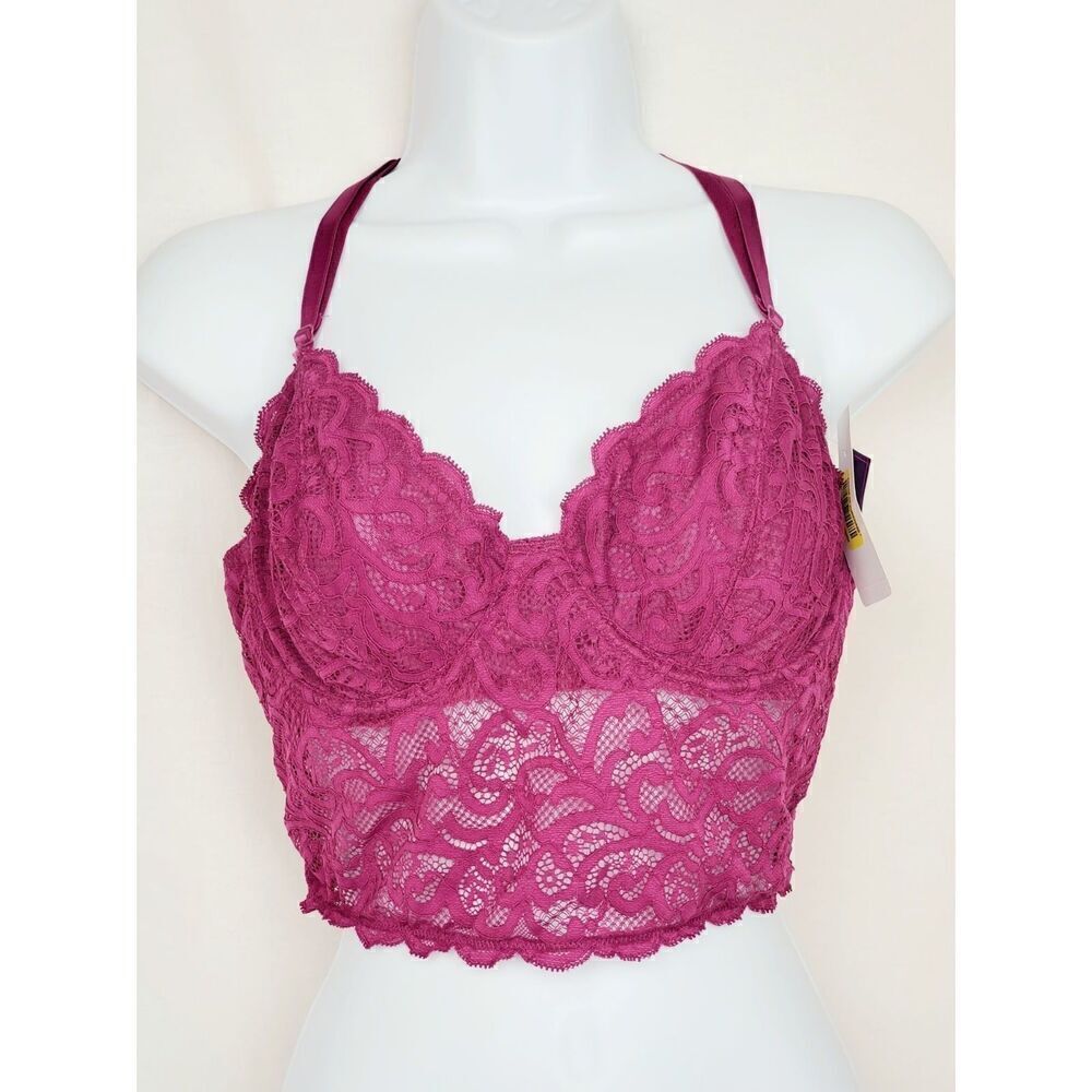 NWT Saki Silver by Diana M. Bara 34C Boysenberry Balconette Lace Bra 34C